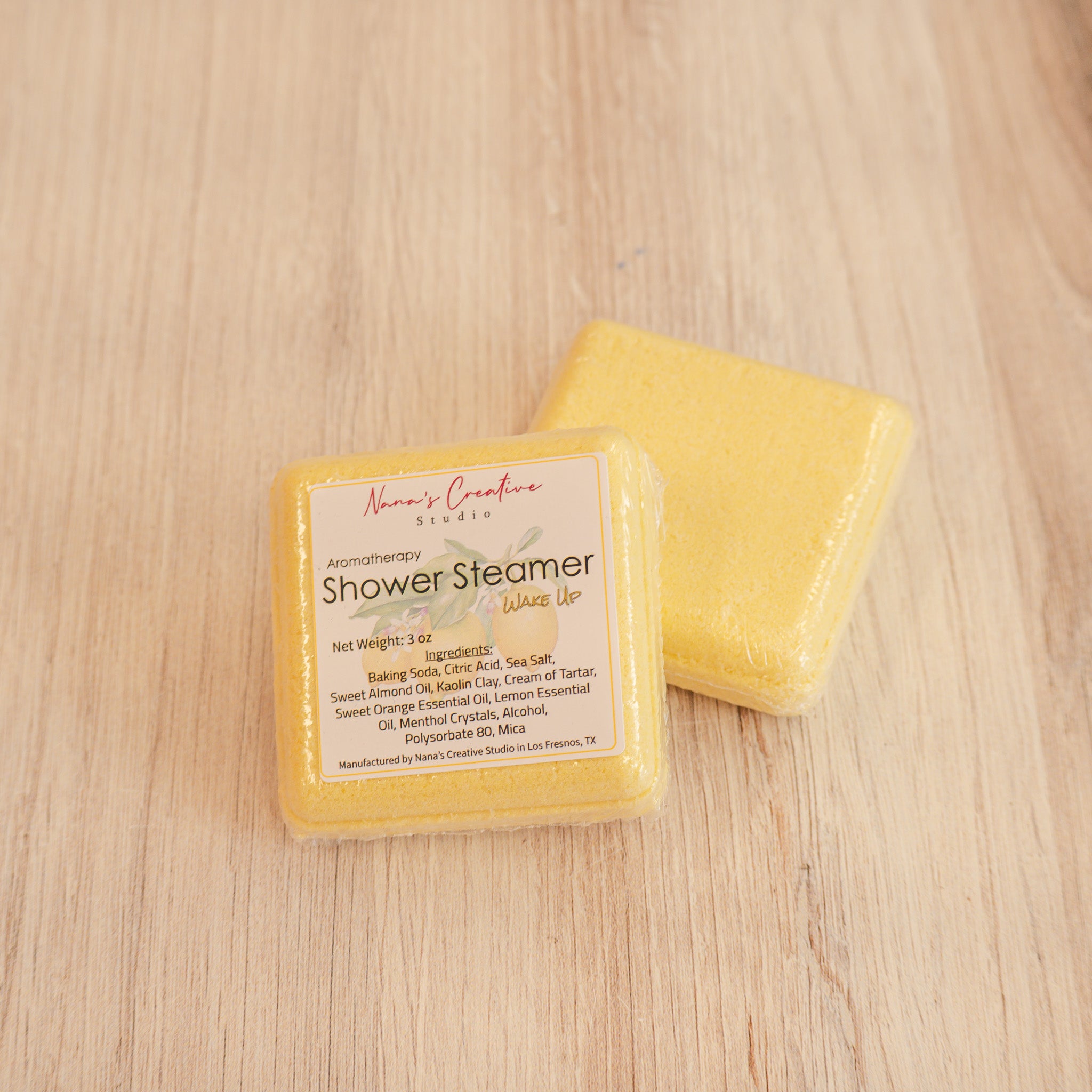 Natural shower steamers with lemon and sweet orange essential oils