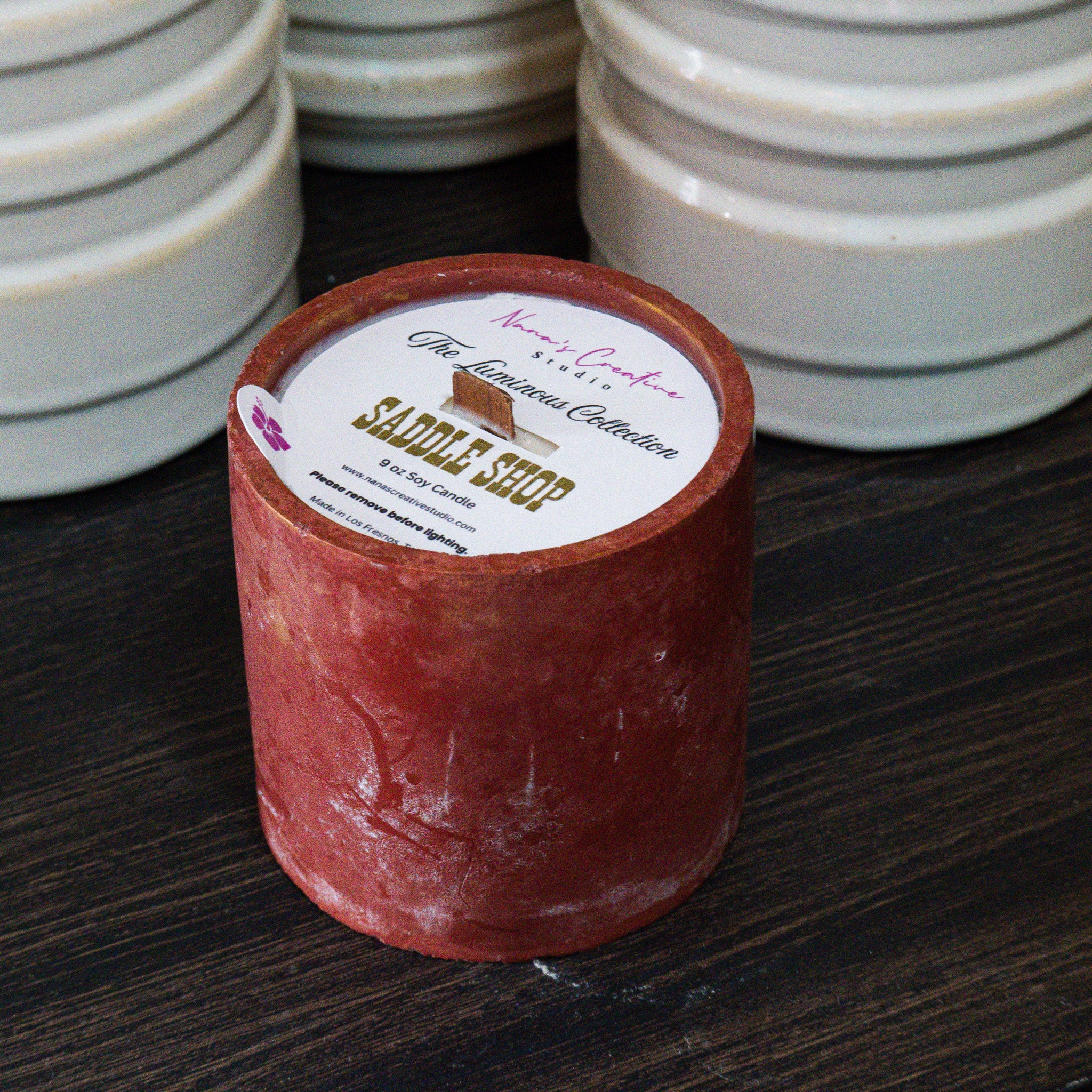 Saddle Shop Cement Candle