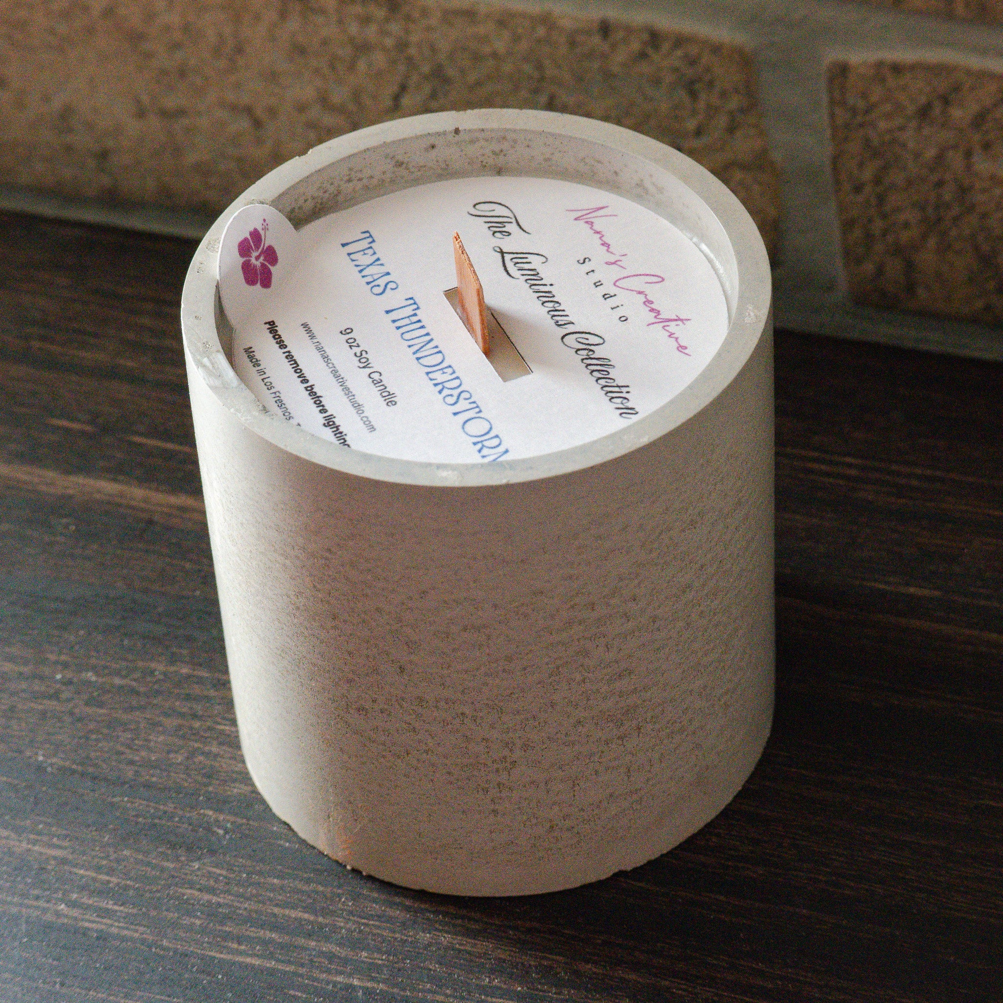 Texas Thunderstorm Cement Candle