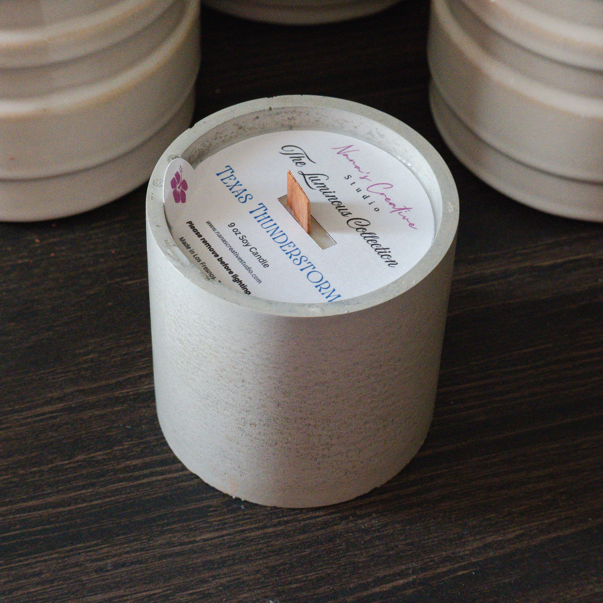 Texas Thunderstorm Cement Candle