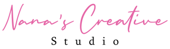 Logo of Nana's Creative Studio with pink and black text on a white background