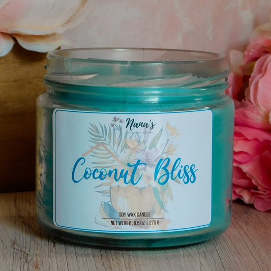 Coconut Bliss Soy Wax Candle - Nana's Creative Studio