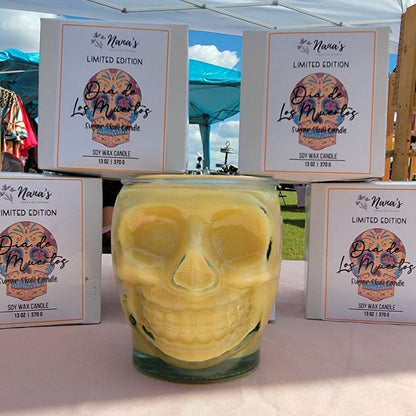 Dia de Los Muertos Sugar Skull Candle - Nana's Creative Studio