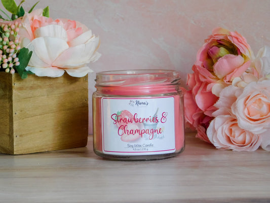 Strawberries & Champagne Soy Wax Candle - Nana's Creative Studio