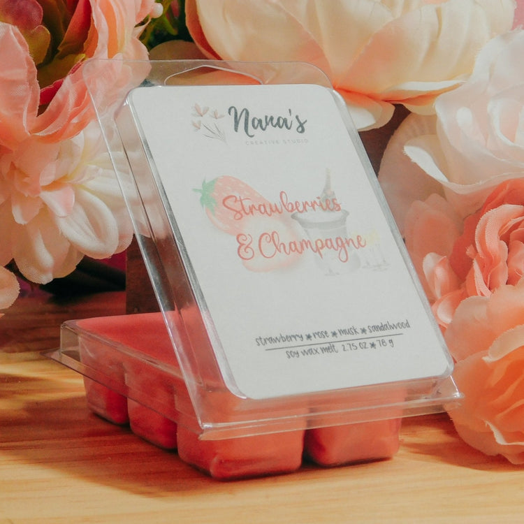 Strawberries & Champagne Wax Melts - Nana's Creative Studio