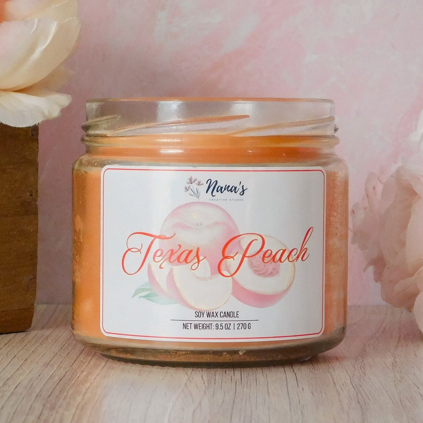Texas Peach Soy Candle - Nana's Creative Studio